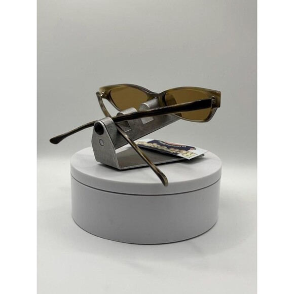 Vintage Y2K Sunglasses | NOS | Narrow Rectangle Frame | Brown Mono | Mini Specs - Picture 8 of 10